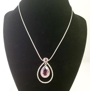 Brighton Silver Tone Necklace Purple Rhinestones
